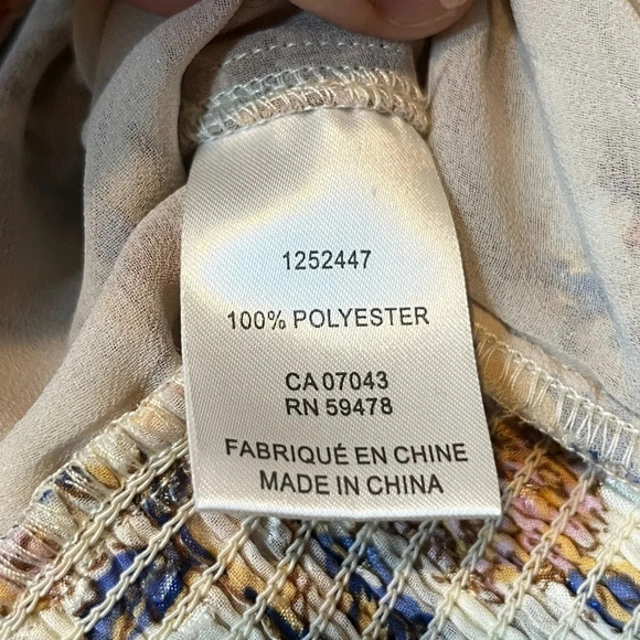 JOIE Boho Floral Faux Wrap Clip Dot Flowy Cropped Elastic Blouse Top - Picture 6 of 12